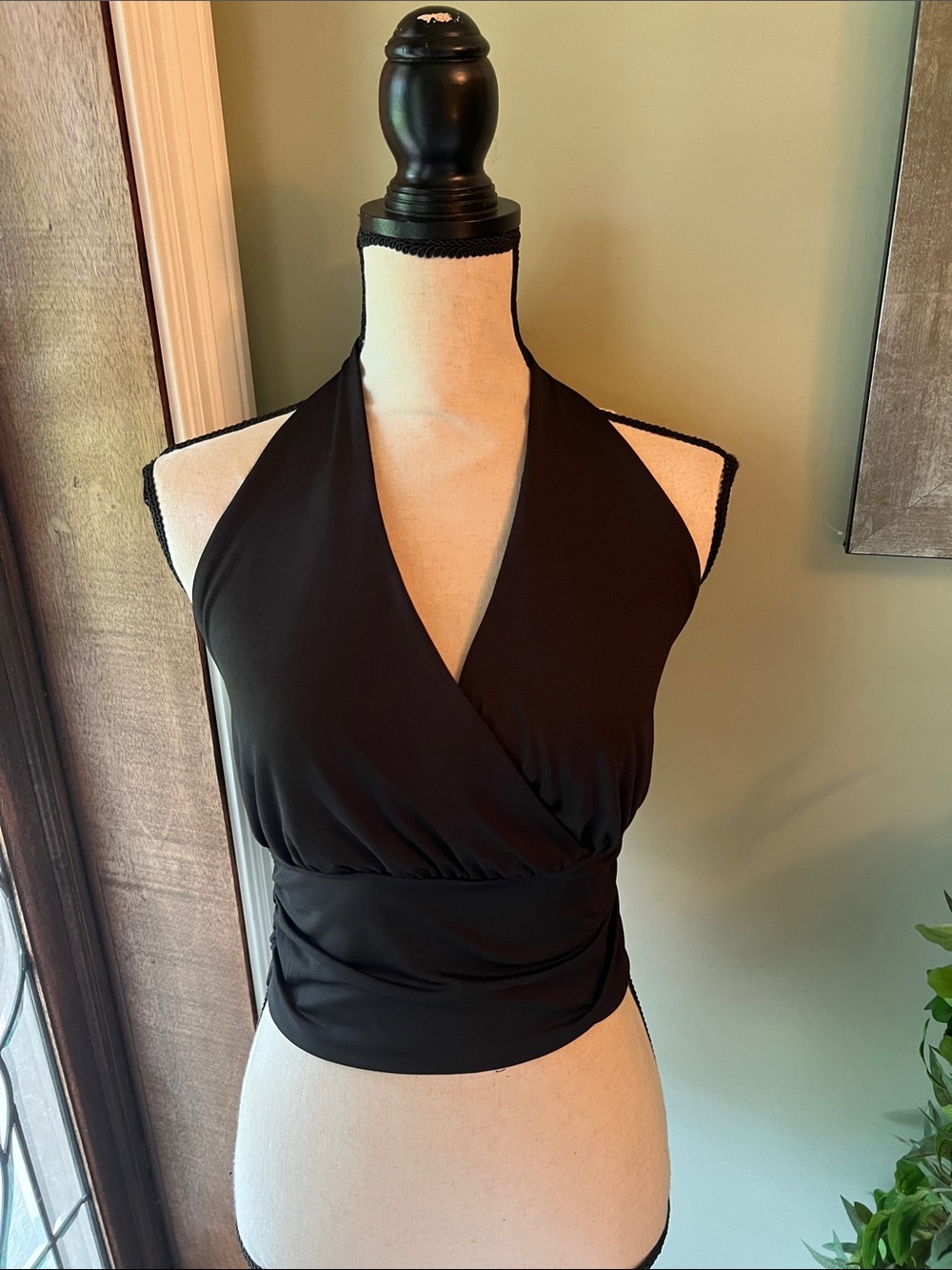 Women's Black Halter Wrap-Style Camisole